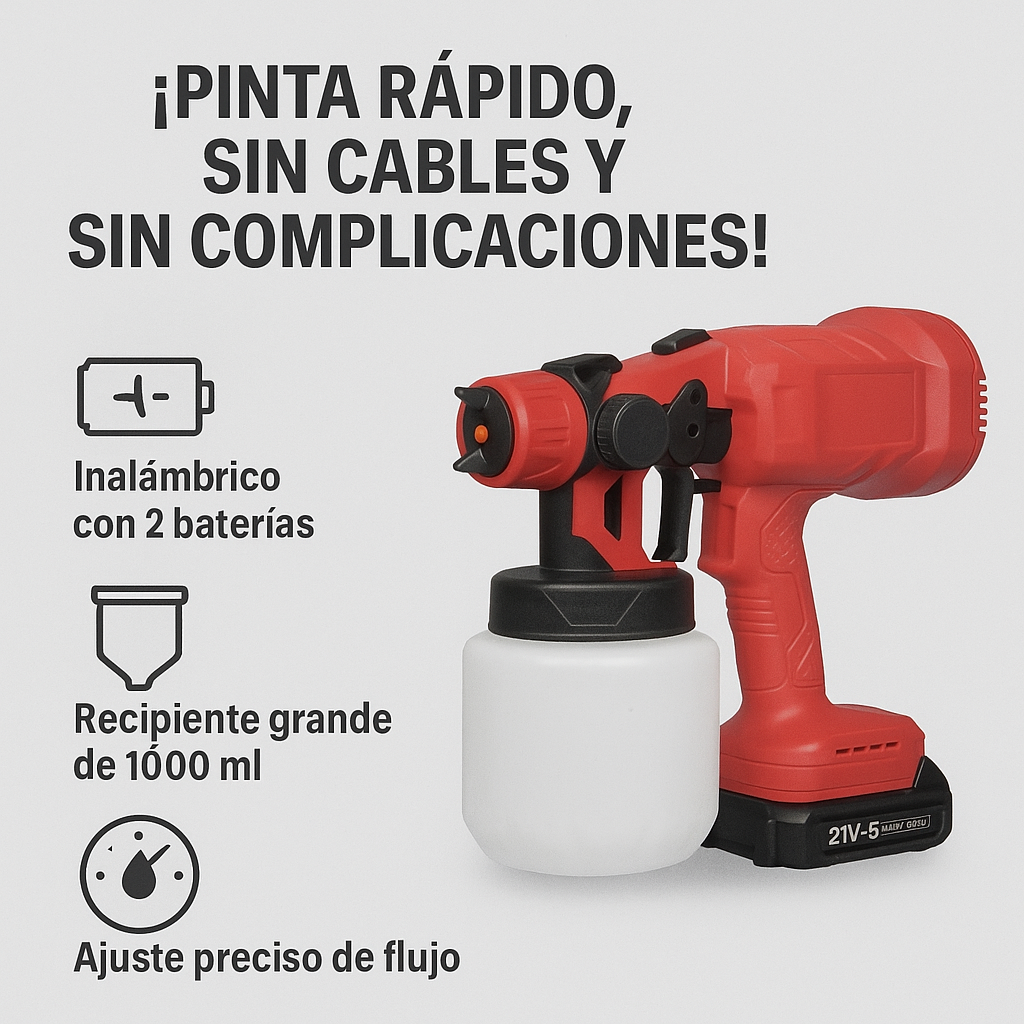 PISTOLA DE PINTURA - 2 BATERIAS 48V - Inalámbrica
