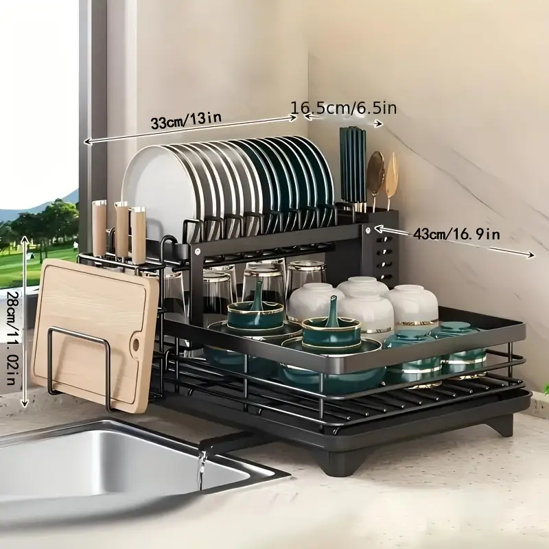 Escurridor de Platos de 2 Niveles Multifuncional